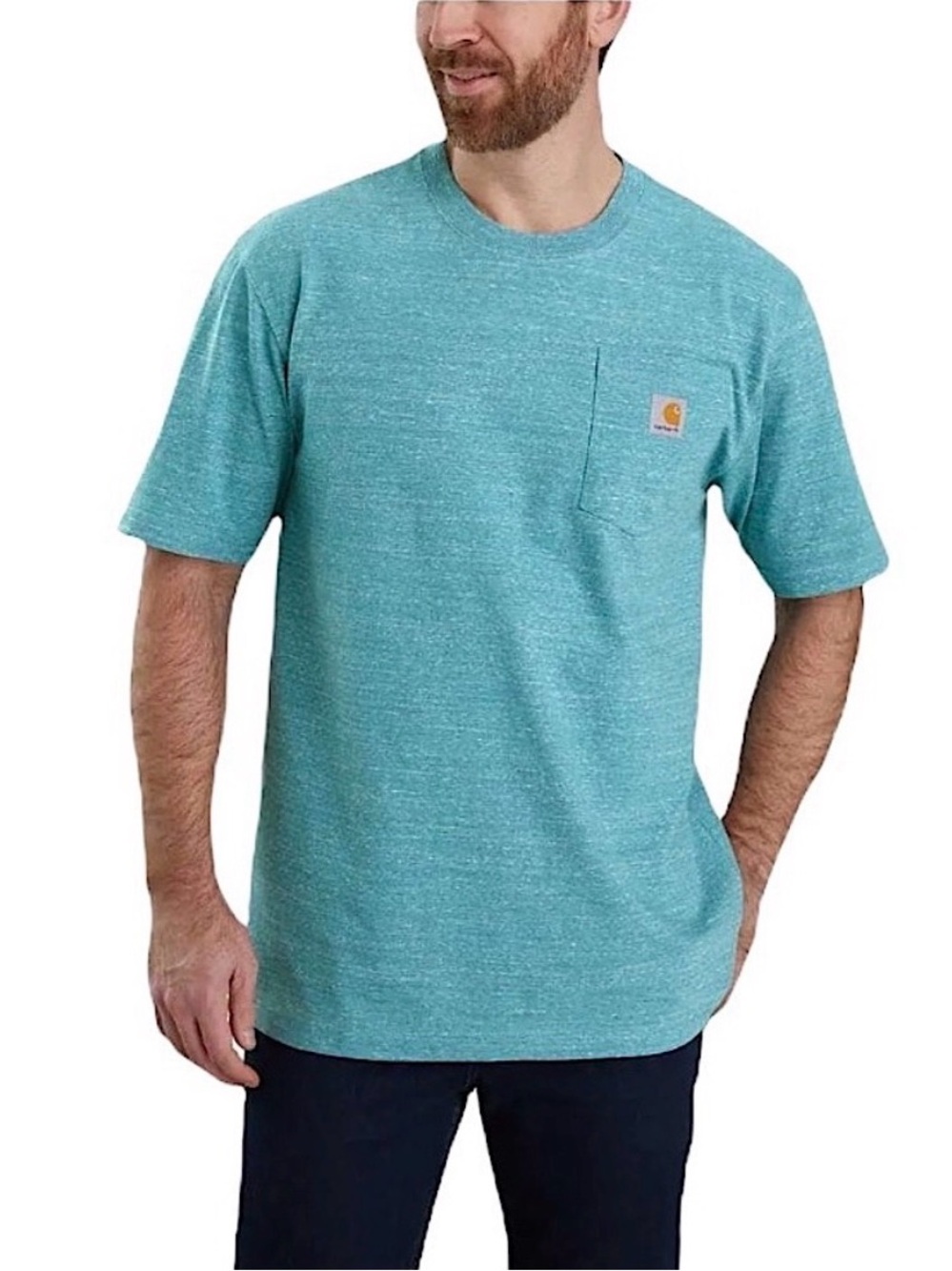 Carhartt Heavy Wight Loose Fit Short Sleeve Pocket Heathered Teal T-shirt Sz 2XL